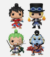 Funko POP! One Piece Luffytaro Glow in dark Sabo Roronoa Zoro Jinbe 4 Pack