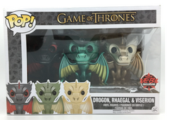 Game of Thrones - Drogon, Rhaegal and Viseron Metallic POP! Vinyl Figures by Funko - EB Exclusive (Shelfware)