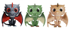 Game of Thrones - Drogon, Rhaegal and Viseron Metallic POP! Vinyl Figures by Funko - EB Exclusive (Shelfware)