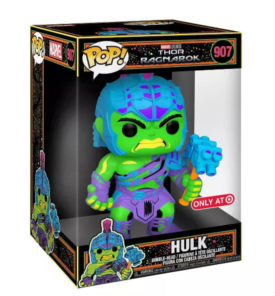Funko Pop Jumbo Marvel Thor Ragnarok Hulk Black Light Target Exclusive number 907 boxed