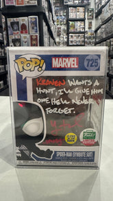 Yuri Lowenthal Signed Funko Pop Spider-Man Symbiote Suit 725 , With Quote!
