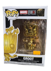 Funko Pop! Marvel Studios 10th Anniversary: Groot (Gold Chrome) #378 (Sticker on Screen) (Some Box Damage)
