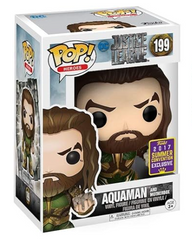 POP Funko Justice League Vinyl Collection, Figure 199 - Aquaman with Motherbox - SDCC Summer Convention Edition