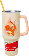 Silver Buffalo Pokemon Charmander with Icon Type 40oz Stainless Steel Tumbler w Handle