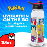 Silver Buffalo Pokémon Pikachu, Squirtle, Charmander, Bulbasaur, Togepi, Meowth, Lapras, Snorlax, Gengar, Jigglypuff, Mewtwo, Onix, Gyarados, Psyduck, Eevee, etc Water Bottle w Screw-On Lid, 28 Ounces