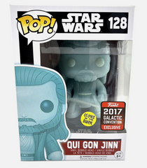 Funko Pop! Star Wars: Holographic Qui Gon Jinn 128 Galactic Con 2017 GITD