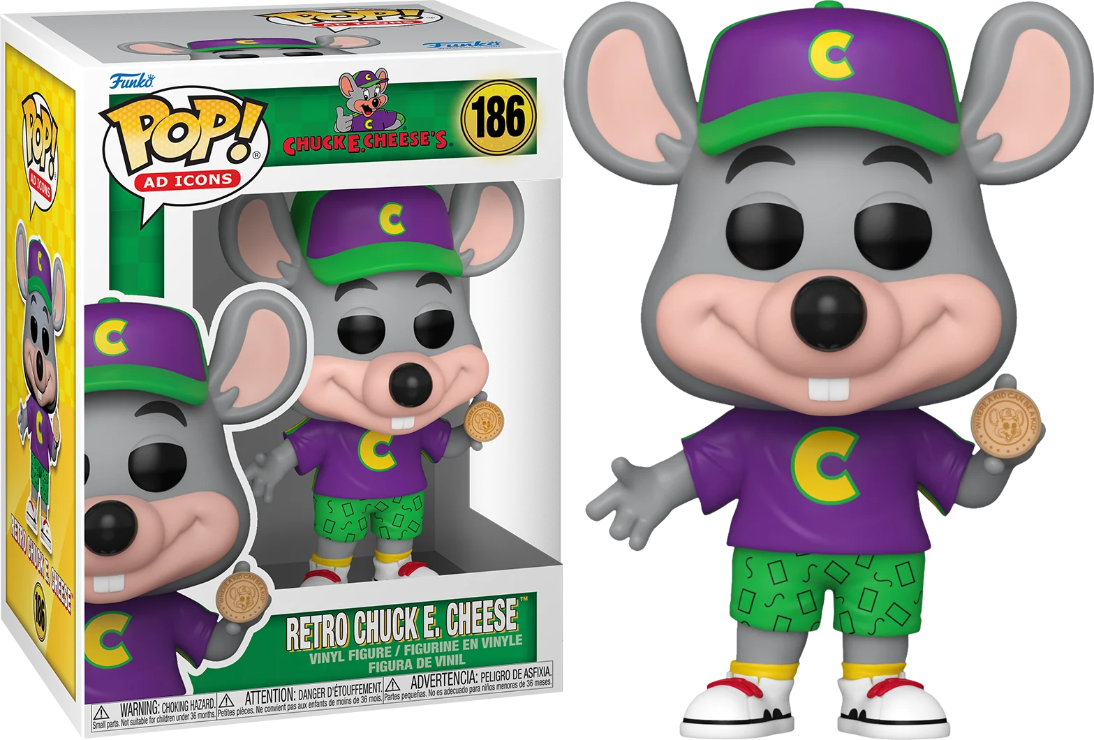 Funko Pop! Chuck E. Cheese's: Retro Chuck E. Cheese #186 with retail box