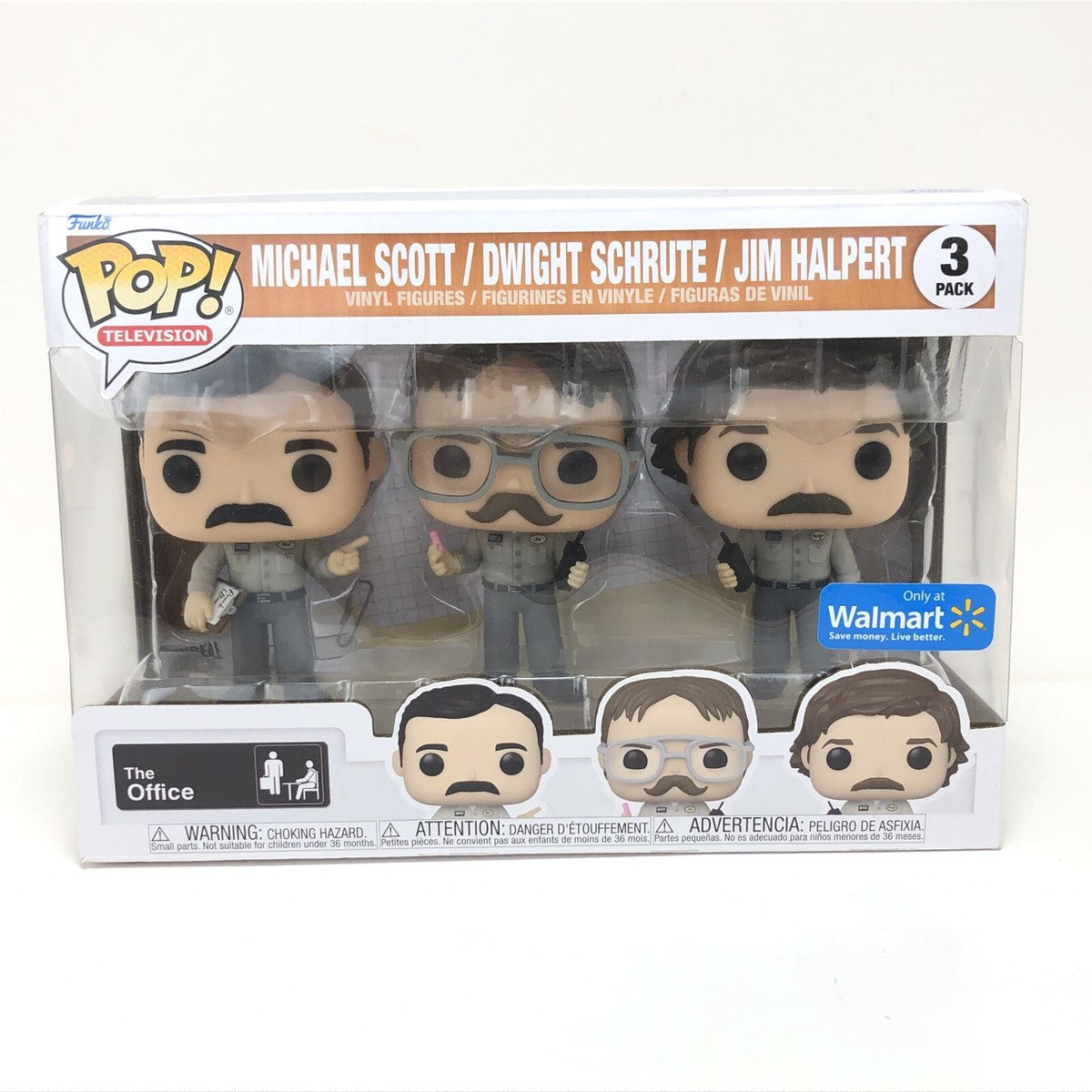 Funko Pop The Office Utica Prank Michael Scott Dwight Schrute Jim Halpert Walmart Exclusive 3-Pack boxed