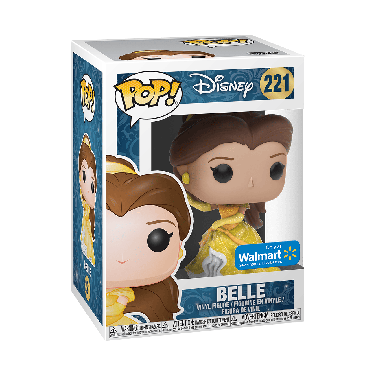 Funko Pop Belle Glitter Walmart Exclusive 221 in box
