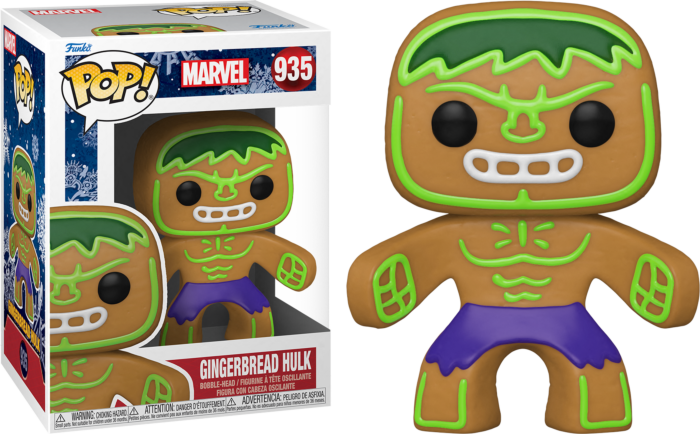 Funko Pop! Marvel Gingerbread Hulk #935 in its retail box