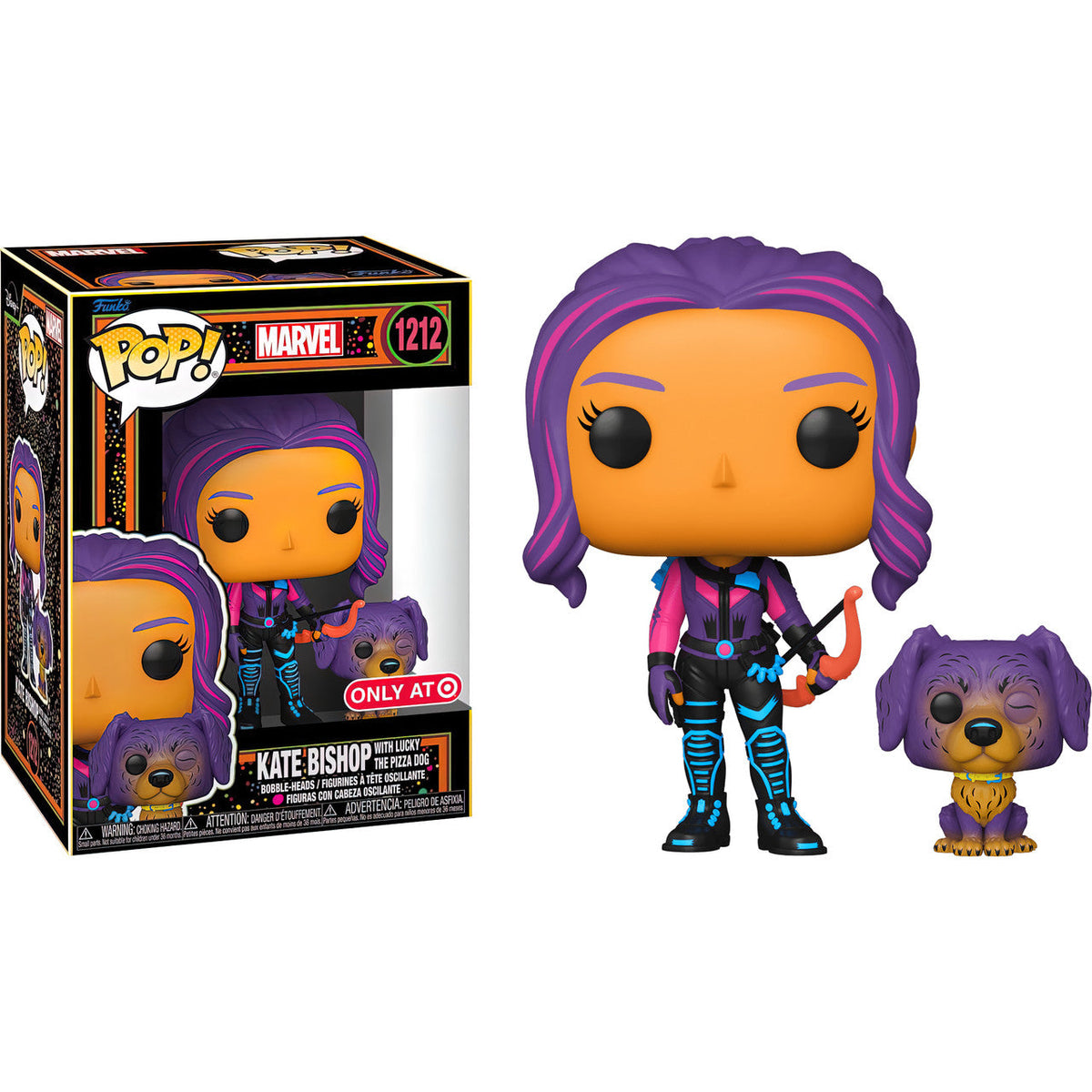 Funko Pop Marvel Hawkeye Kate Bishop with Lucky the Pizza Dog Target Exclusive 1212 boxed figure