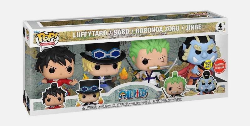 Funko POP! One Piece Luffytaro Glow in dark Sabo Roronoa Zoro Jinbe 4 Pack