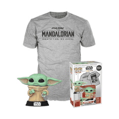 Funko Tees Size M - Star Wars Mandalorian: Grogu with Cookies (Flocked) [Only In Pop! & Tee] #465