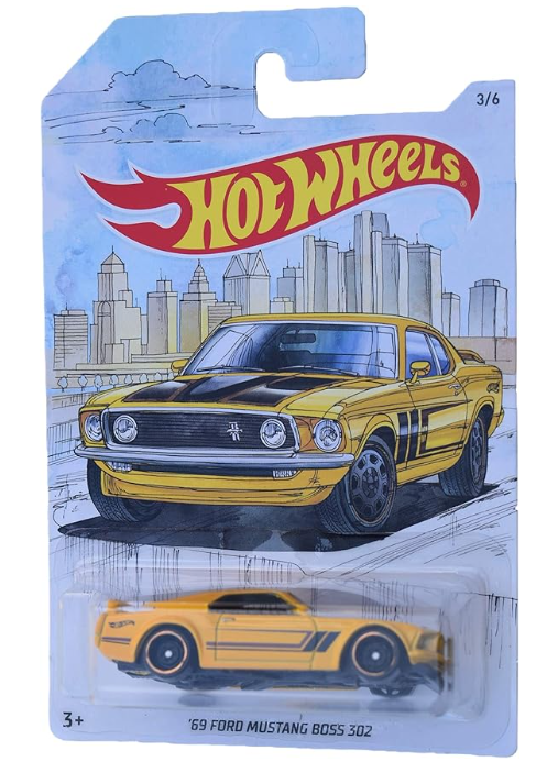 Hot Wheels '69 Ford Mustang Boss 302 3/6, Yellow