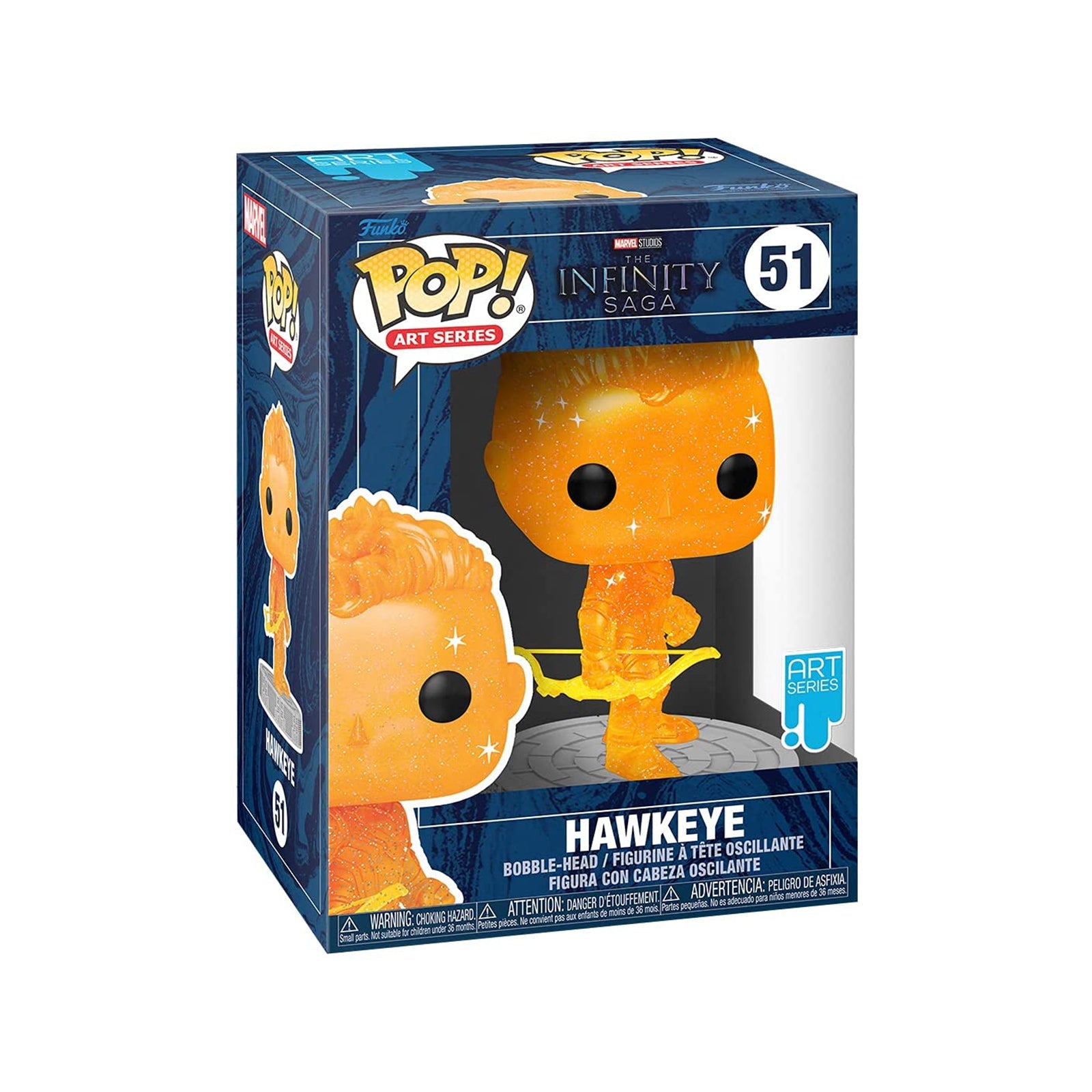 Funko Pop Avengers Infinity Saga Hawkeye Art Series 51 boxed figure with hard stack