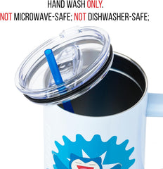 Silver Buffalo Pokémon Stainless Steel Tumbler with Handle Featuring Snorlax, Fits in Standard Cup Holder, 40 Ounces
