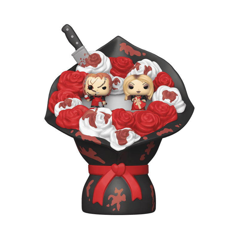 Boxed Funko Bitty Pop Bride of Chucky Chucky and Tiffany three-piece bouquet