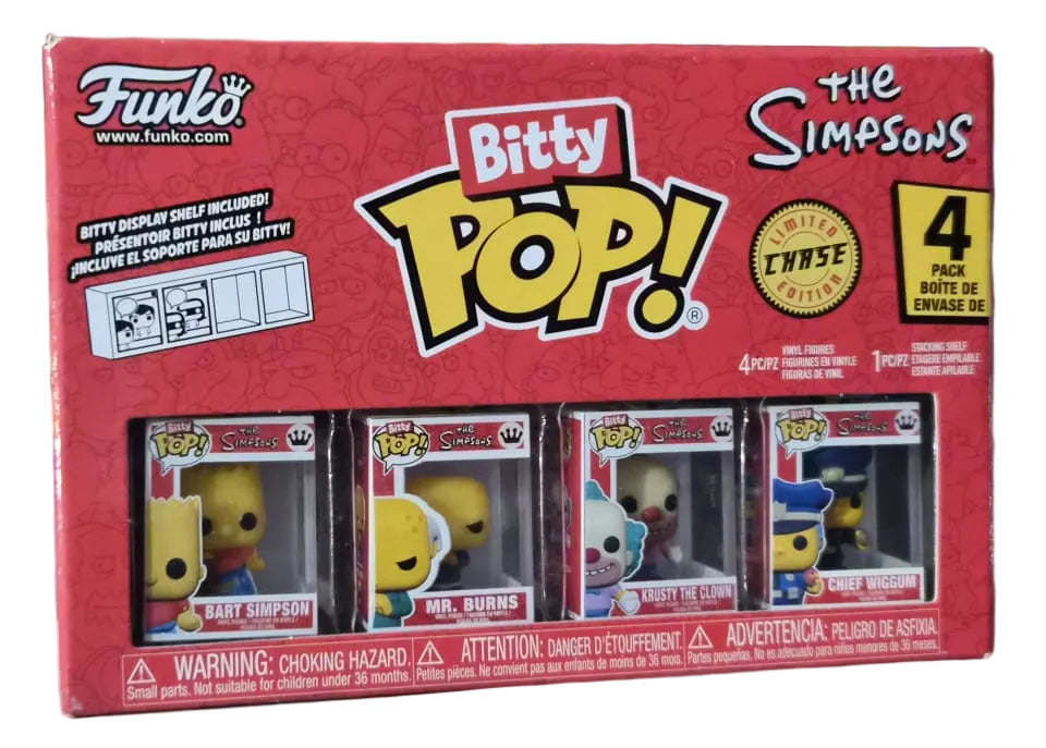 Funko Bitty Pop! The Simpsons 4-Pack: Bart Simpson, Mr. Burns, Krusty the Clown & Chief Wiggum (Chase)