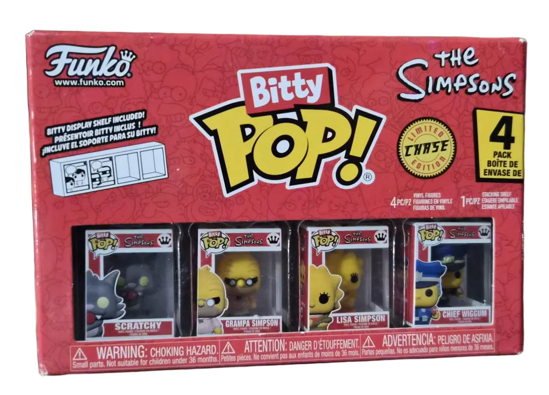 Funko Bitty Pop! The Simpsons 4-Pack: Scratchy, Homer Simpson, Lisa Simpson & Chief Wiggum (Chase)