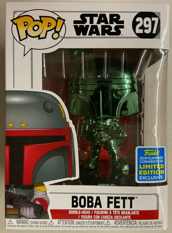 Funko Pop! Star Wars 2019 SDCC Exclusive Green Chrome Boba Fett 297 Comic Con