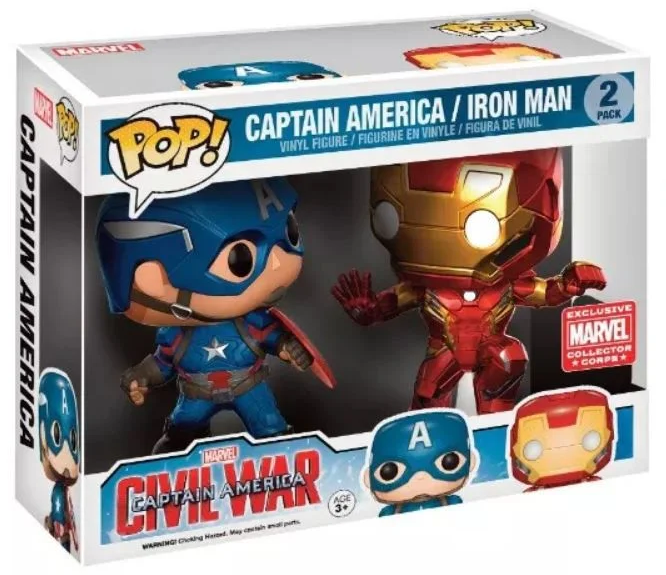 Funko Pop Marvel Civil War 2-Pack Captain America & Iron Man Exclusive