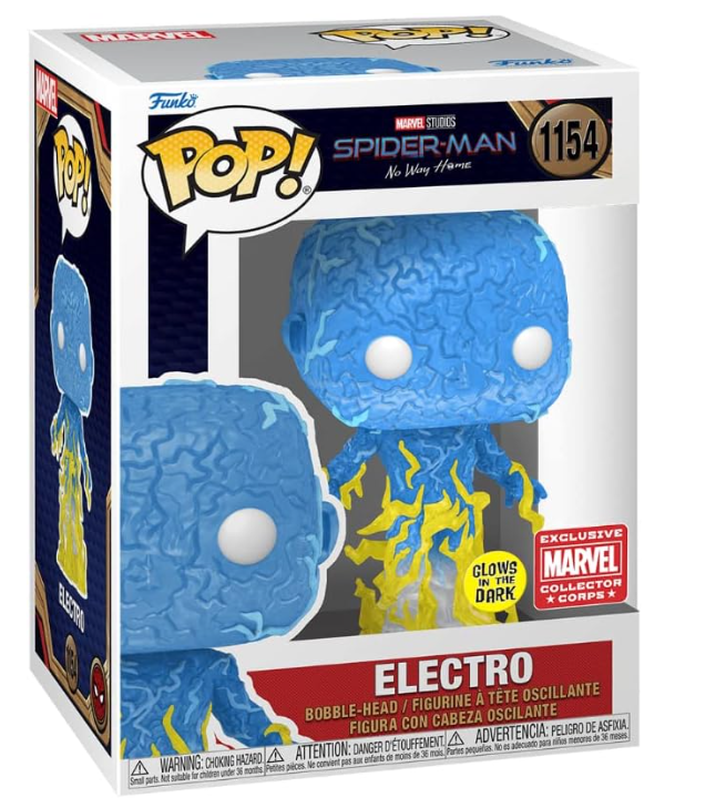 FUNKO POP! MARVEL SPIDER-MAN NO WAY HOME ELECTRO #1154 [MARVEL CORPS] GLOW IN THE DARK