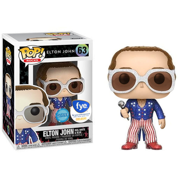 Funko Pop! Elton John Red,White & Blue (Glitter) [F.Y.E. Exclusive] #63 (minor shelf wear)