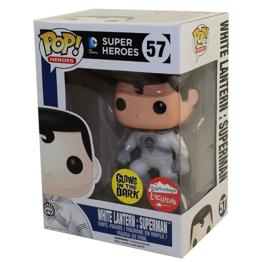 Funko Pop! DC Super Heroes White Lantern Superman #57 Glow Fugitive Toys Exclusive boxed figure