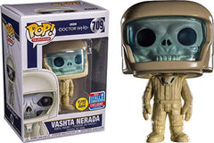 Funko Pop! Doctor Who Vashta Nerada #709 boxed with Glow in the Dark and 2018 Fall Convention stickers
