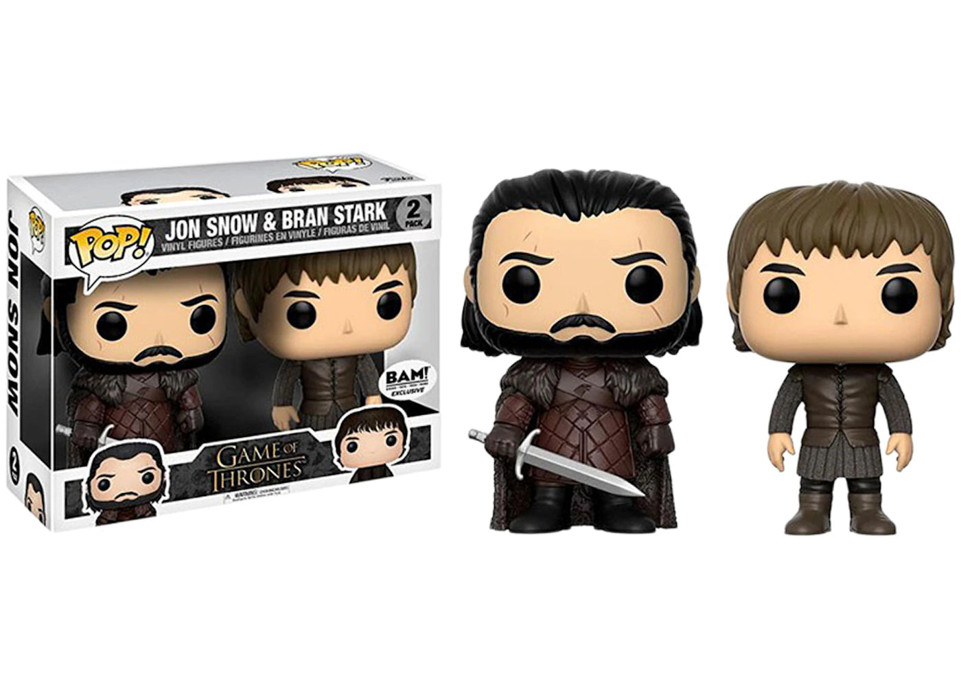 Funko Pop Game of Thrones Jon Snow and Bran Stark BAM Exclusive boxed 2-Pack