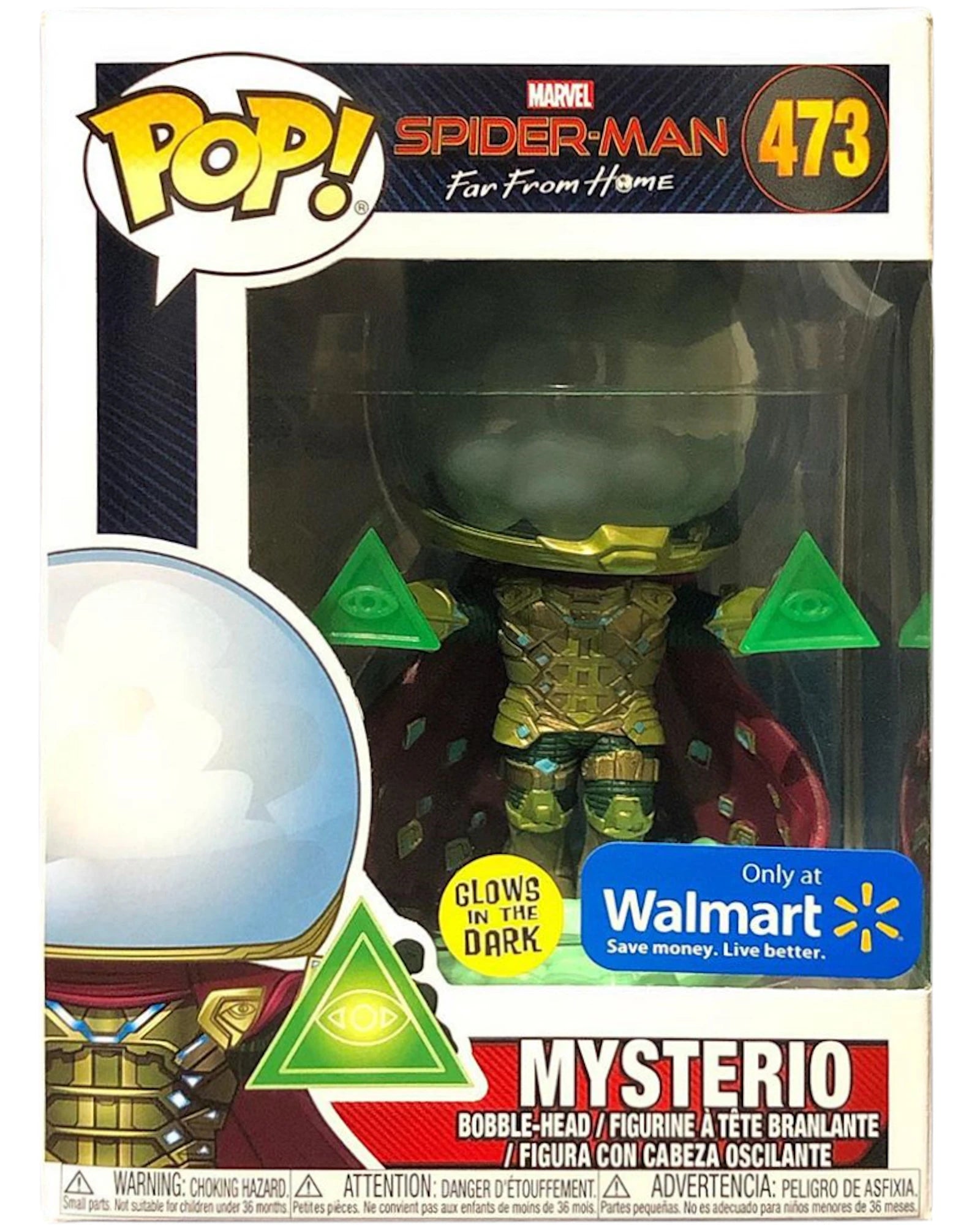 Funko Pop Marvel Spider-Man Far From Home Mysterio glow 473 Walmart exclusive boxed