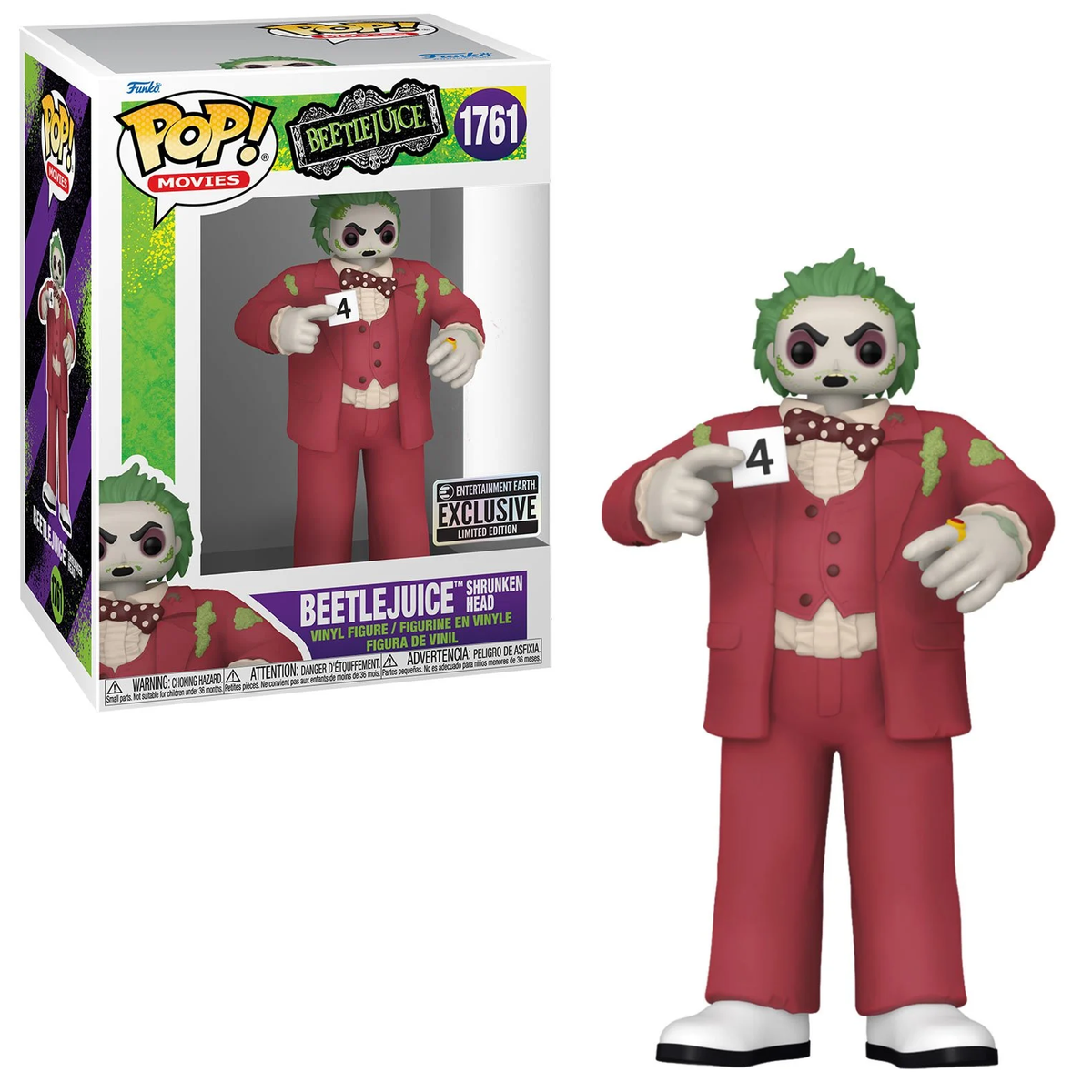 Funko Pop! Beetlejuice with Shrunken Head Entertainment Earth Exclusive #1761 in box