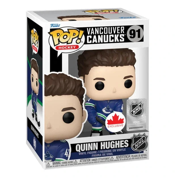 Funko Pop! NHL Vancouver Canucks: Quinn Hughes (Canada Exclusive) #91 in retail box