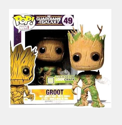 Funko Pop! Marvel Guardians Of The Galaxy Groot #49 Loot Crate Exclusive GITD