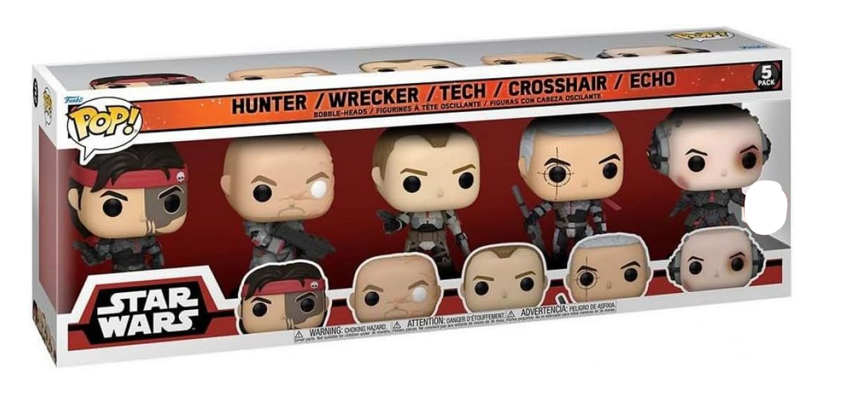 Funko Pop! Star Wars Hunter | Wrecker | Tech | Crossair | Echo (The Bad Batch) Pack-5 (Minor Shelfware)