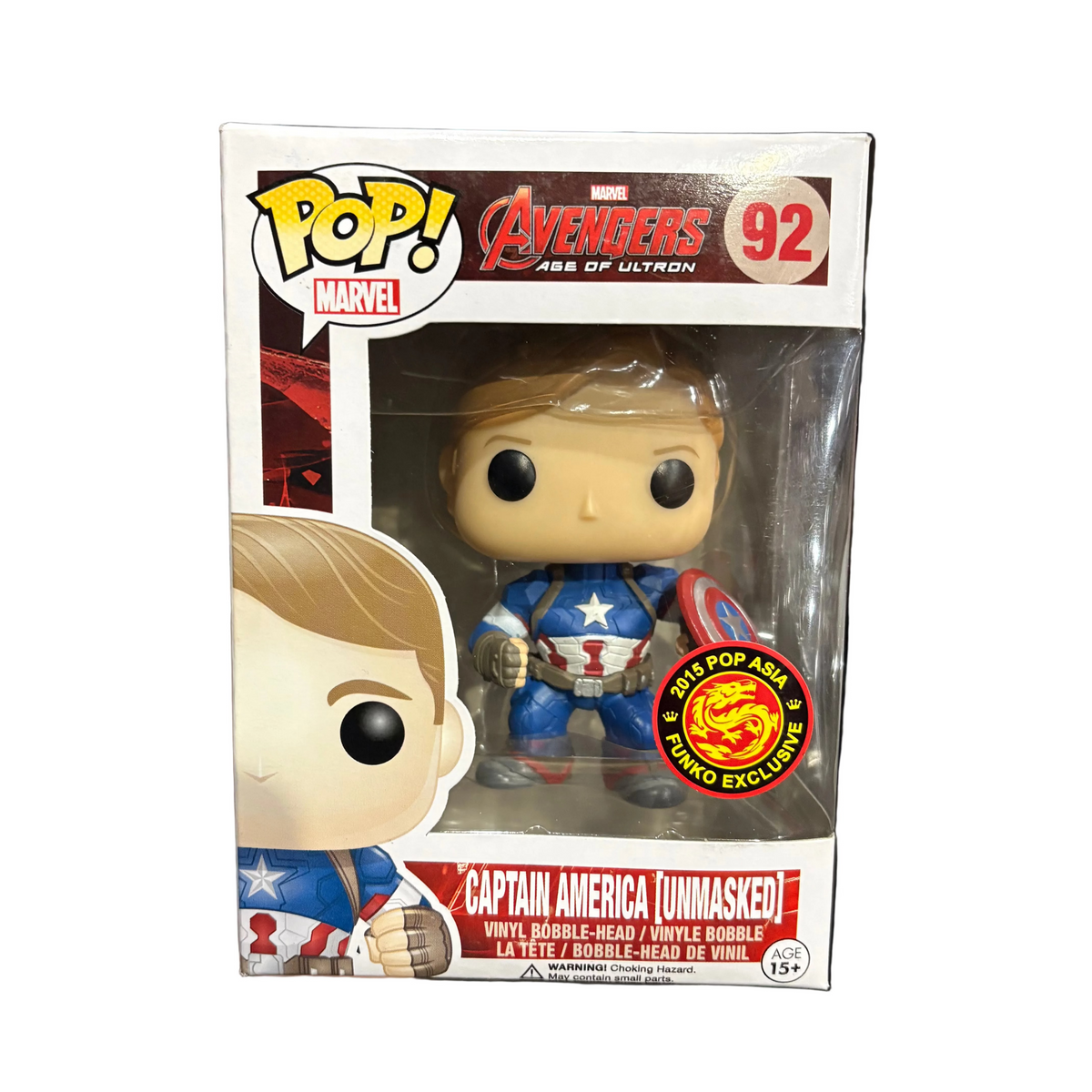 Funko Pop! Avengers Age of Ultron: Captain America (Unmasked) [2015 Pop Asia Exclusive] #92
