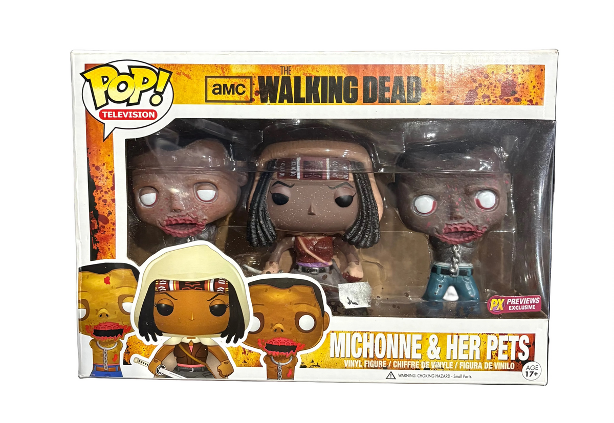 Funko Pop! The Walking Dead: Michonne & Her Pets  (Glows - Px Previews Exclusive) [shelf wear]