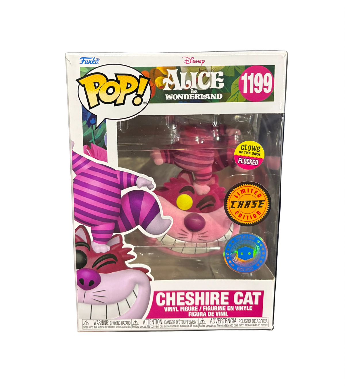 Funko Pop! Alice in Wonderland: Cheshire Cat (Glow Flocked Chase) (Pop in a Box Exclusive) #1199 (minor shelf wear)