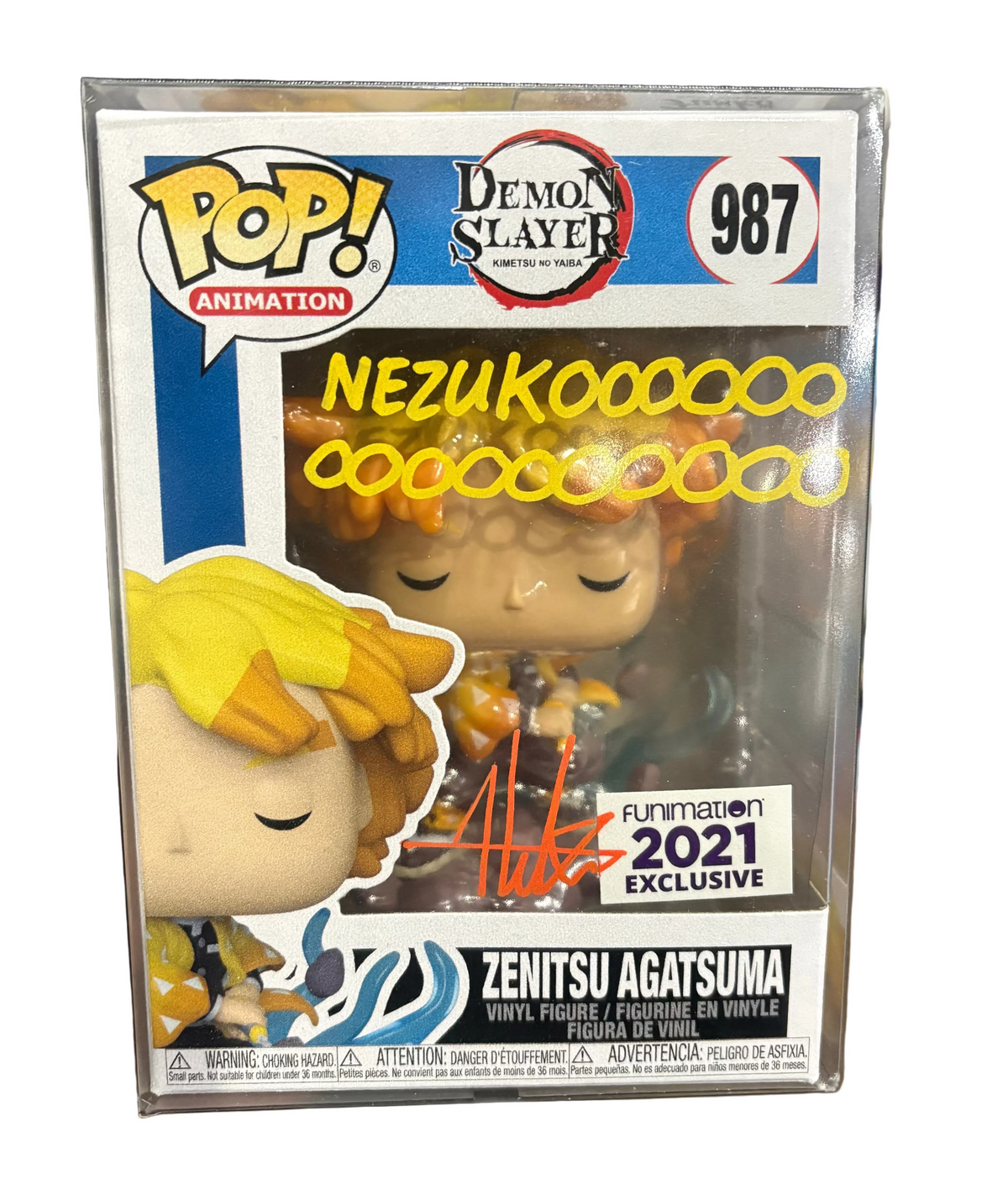 Funko Pop! Demon Slayer: Zenitsu Agatasuma (2021 Funimation Exclusive) [Signed by Aleks Le - NO COA] #987