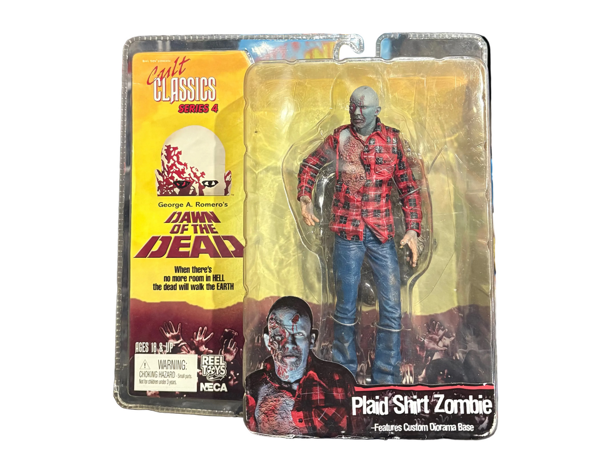 NECA: Dawn of the Dead - Plaid Shirt Zombie - Cult Classics series 4-inch figure (shelf wear)