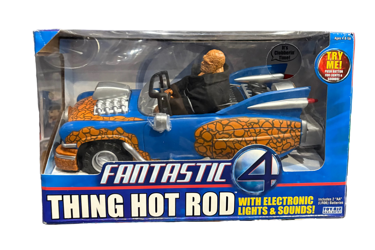 Toy Biz: Thing Hot Rod with Electronic Lights & Sound! (light shelf wear) batteries dead.