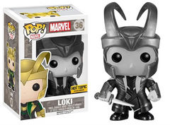 Funko Pop! Marvel Black/white Loki with Helmet Figure #36 HOT Topic Exclusive