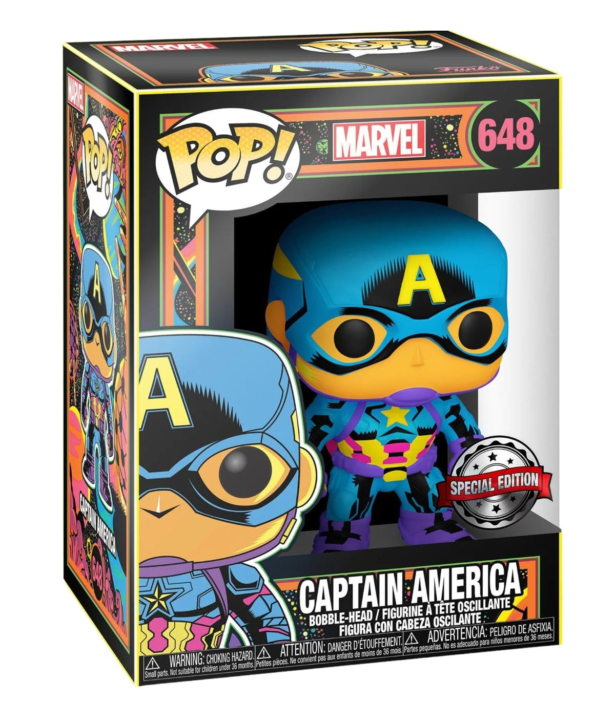 Funko Pop! Marvel: Captain America (Black Light) (Special Edition) #648