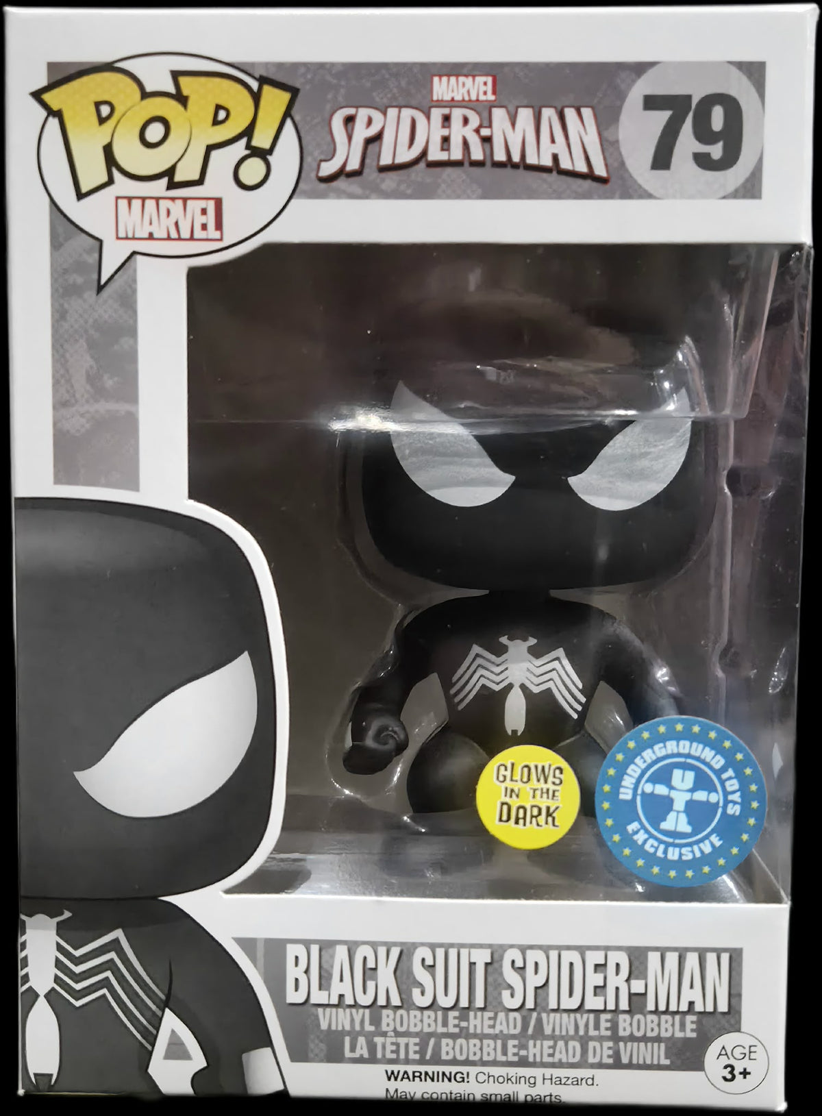 Funko Pop! Spider-Man: Black Suit Spider-Man (Glow, Underground Toys Exclusive) #79