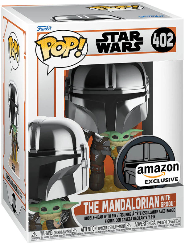 Funko Pop! Star Wars: The Mandalorian with Grogu (Amazon Exclusive) #402 (some box damage)