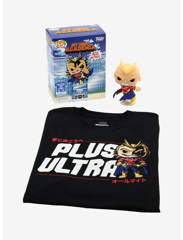 Funko Tees Size M - My Hero Academia: Silver Age All Might (Glows) [Hot Topic Exclusive] #608 (opened) pop and tee