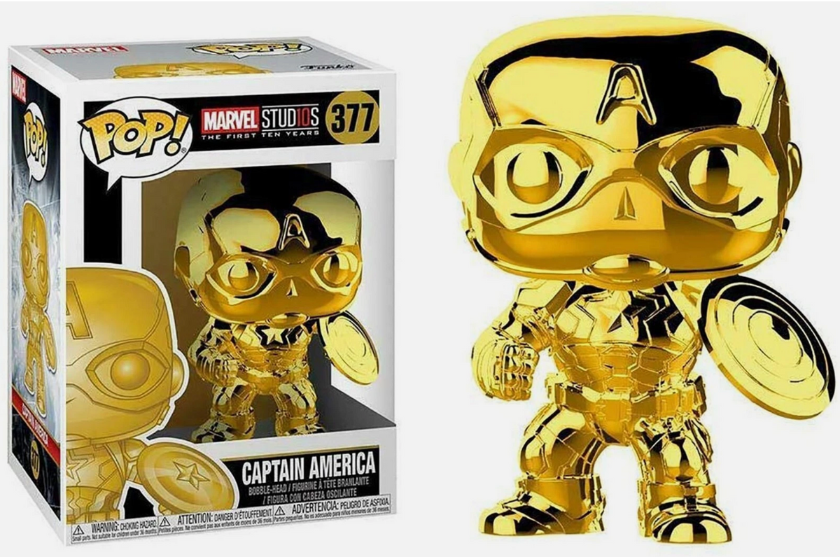 Funko Pop! Gold Chrome Captain America #377 - Marvel Studios