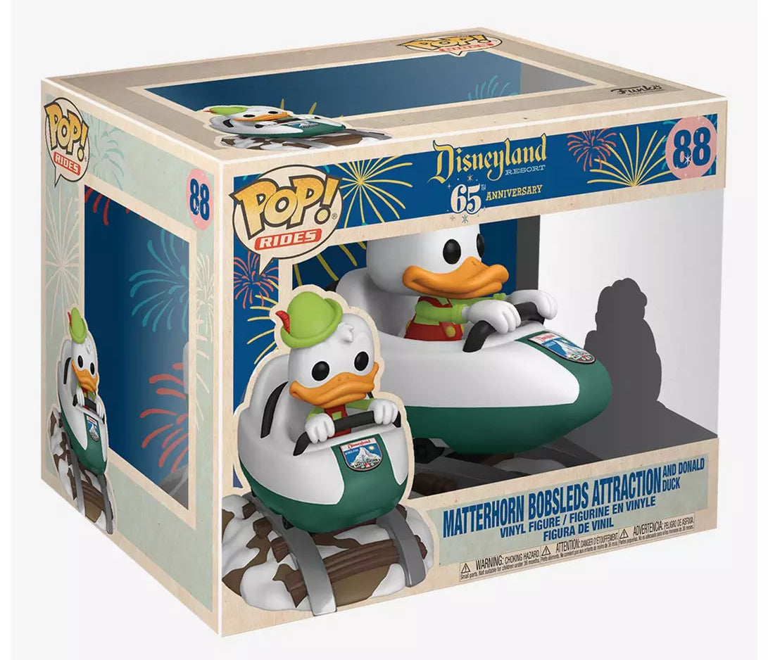 Funko Pop! Disneyland Resort 65th Anniversary: Matterhorn Bobsleds Attraction and Donald Duck #88 (crease on top)