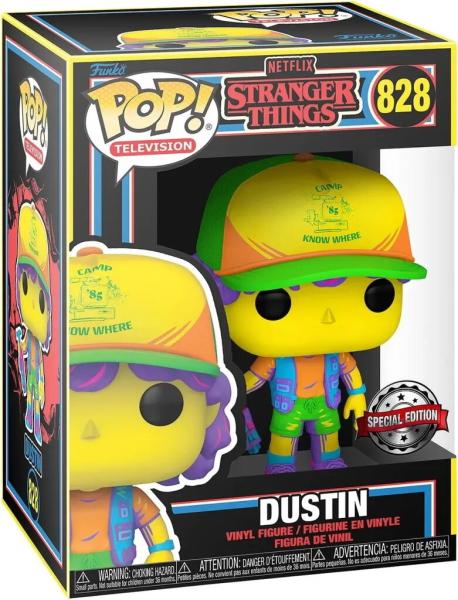 Funko Pop Stranger Things Dustin Black Light Funko Special Edition number 828 boxed