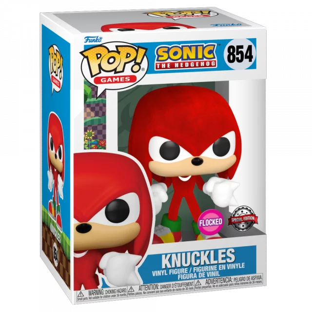 Funko Pop! Sonic the Hedgehog Knuckles flocked Special Edition #854 in its retail box